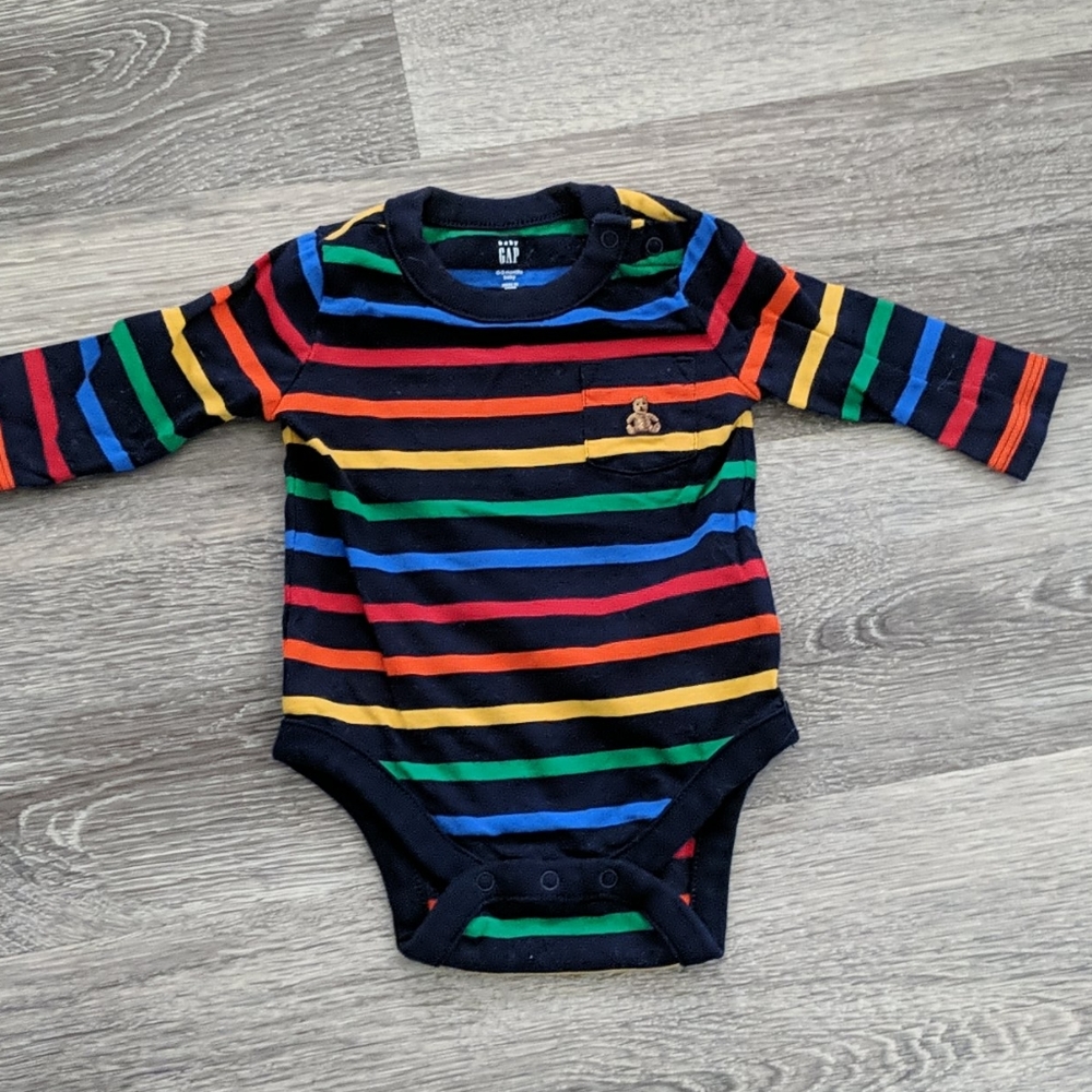 Rainbow stripe long sleeve onesie